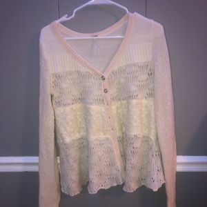 free people soft white and cream cardigan